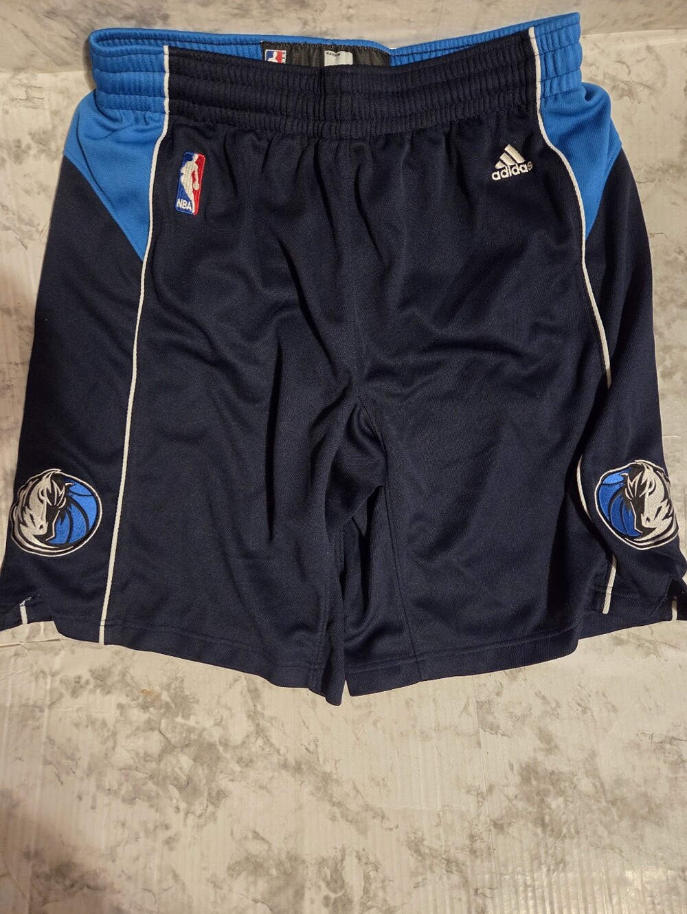 Adidas Navy and Bright Blue Dallas Mavericks NBA Shorts